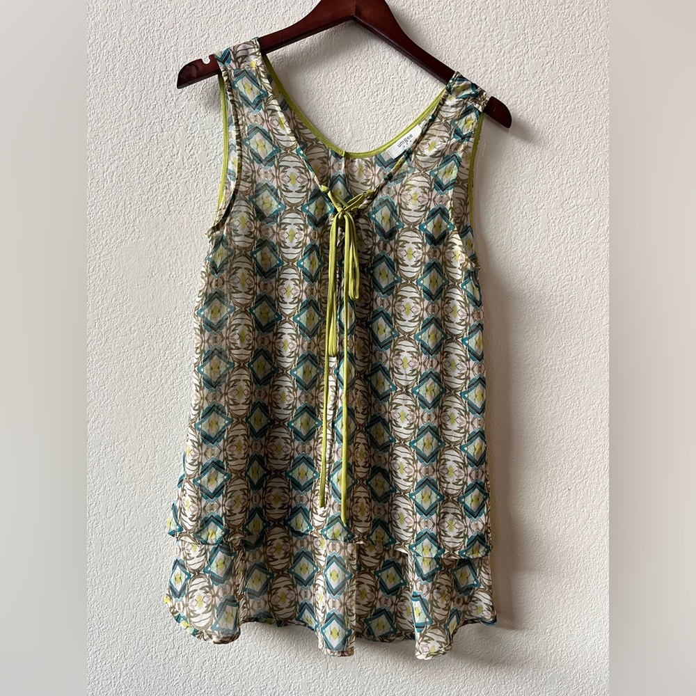 Umgee Hi-Lo Flowy Sheer Tank Top Blouse